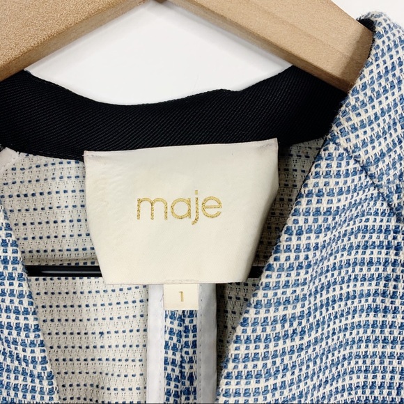 Maje Vitalo Tassel Fringe Linen Blend Tweed Jacket Boho - Picture 7 of 8